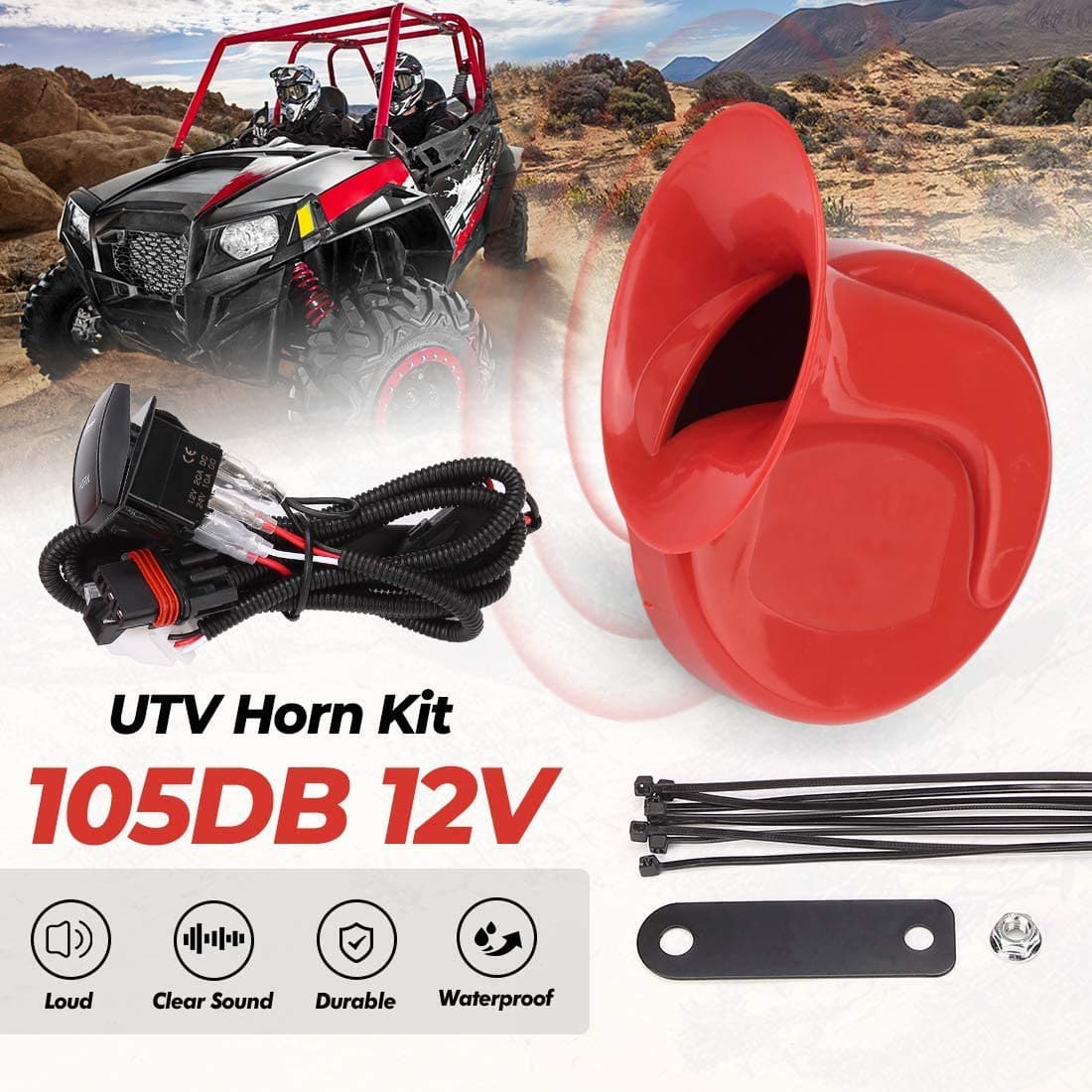 UTV Universal Horn Kit with Rocker Switch 12V - Image 2