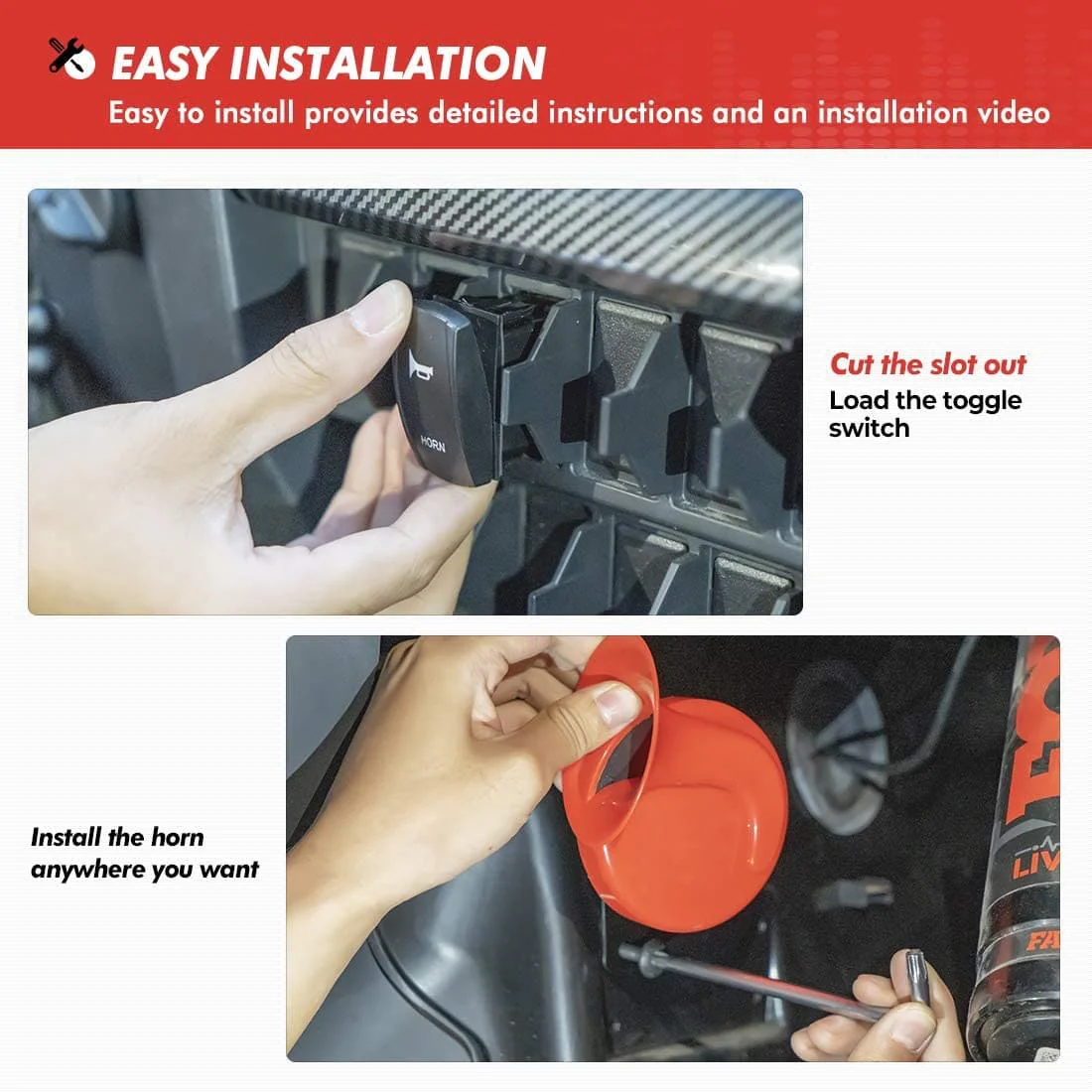 UTV Universal Horn Kit with Rocker Switch 12V - Image 3