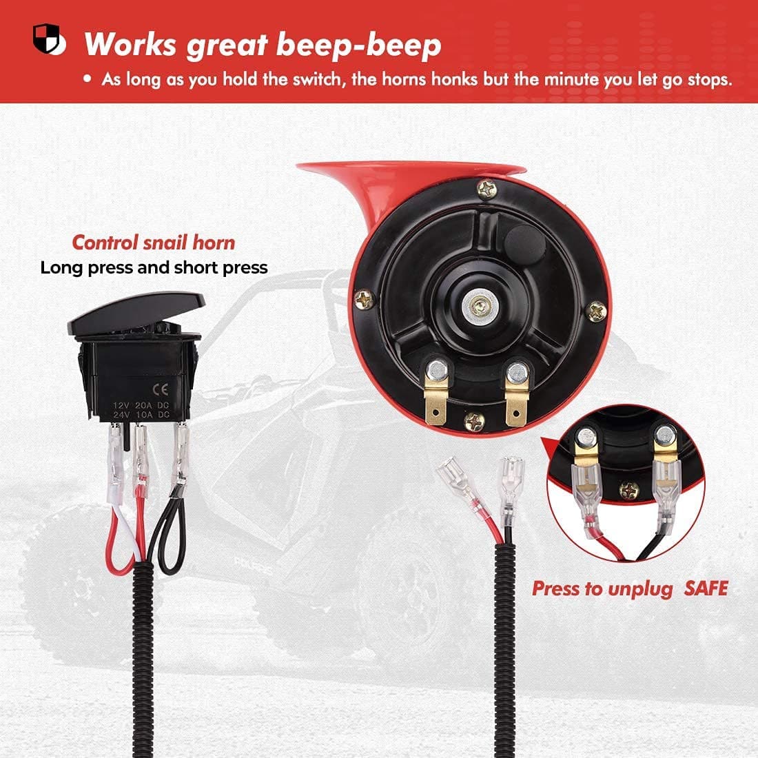 UTV Universal Horn Kit with Rocker Switch 12V - Image 6